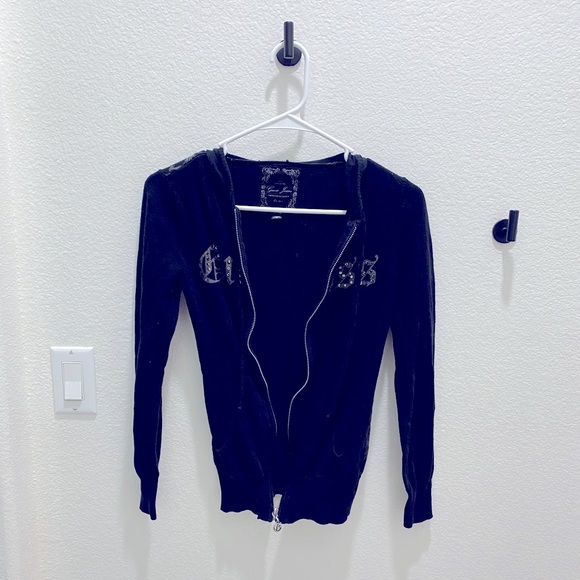 Guess Tops - Guess Jeans Black Zip Up Logo Hoodie - Size XS
